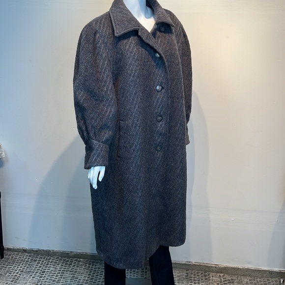 Woman’s Vtg Wool Grey Puffy Sleeves Size 2X Coat - Picture 8 of 14